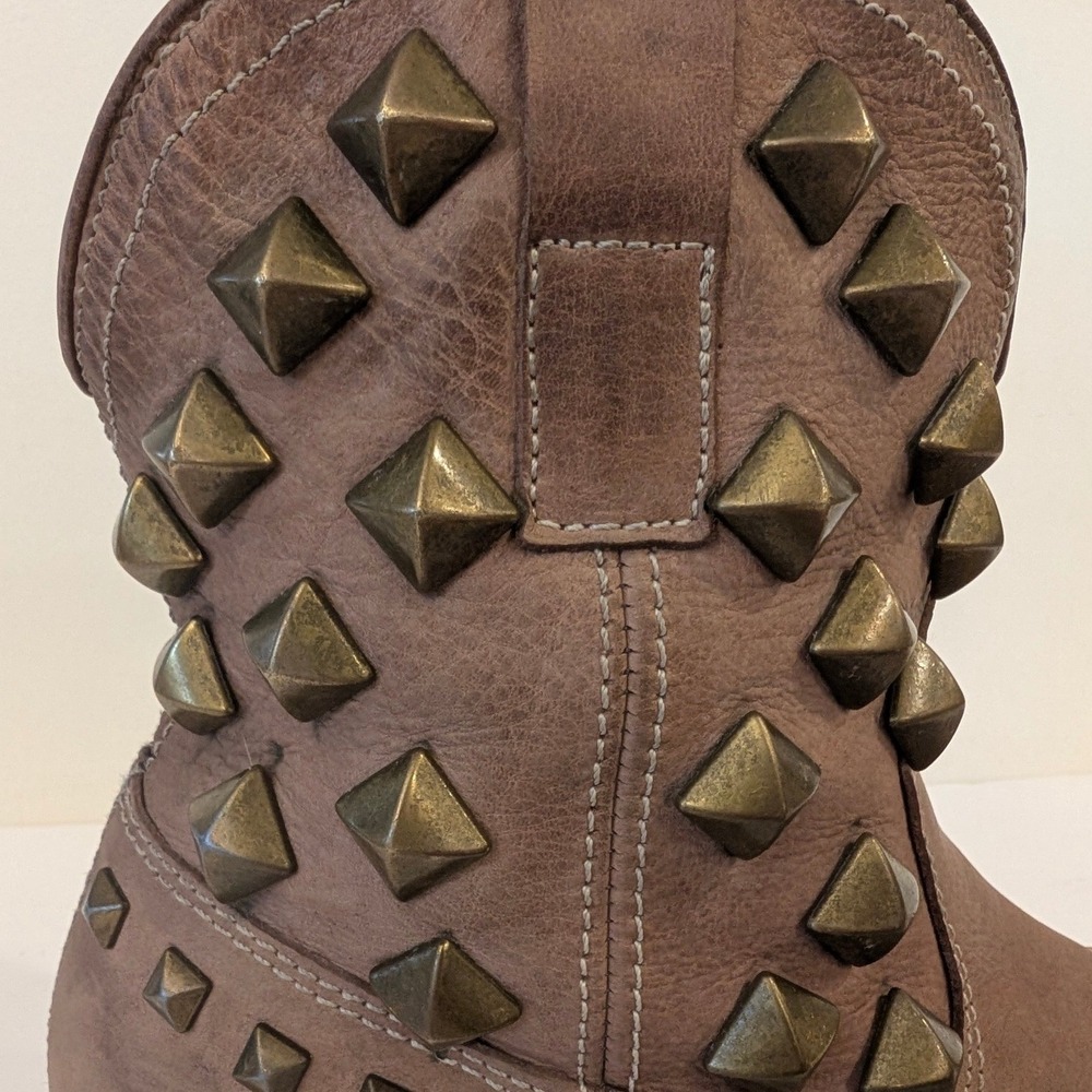 JC Spain Heart Logo Mauve Pink Leather Pyramid Studded Ankle Boots EU 37 US 7 - Picture 15 of 17